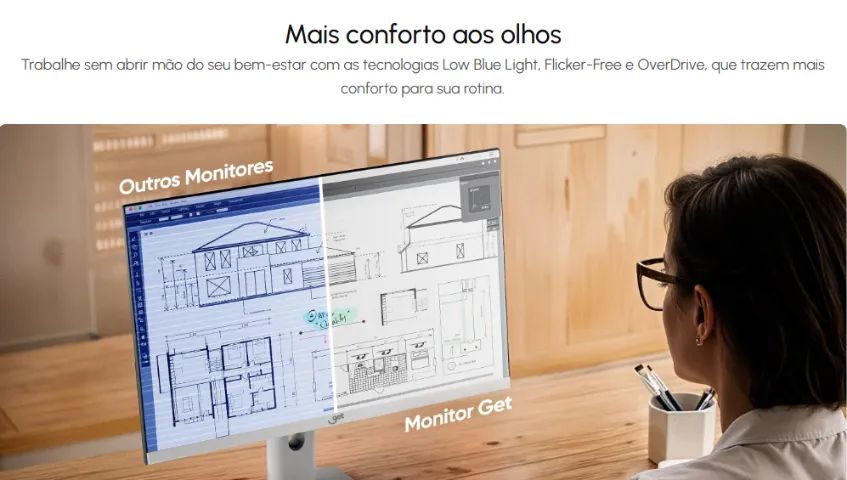 Monitor Pivot IPS 23.8" Full HD 120Hz GIRA 90graus Branco - Foto 4