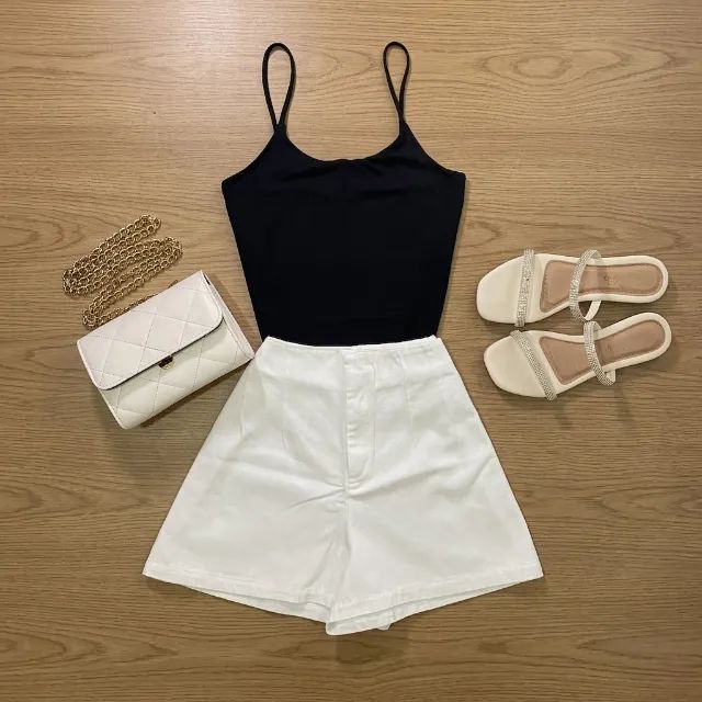 Short Alfaiataria Jeans Branco 36 - Foto 3