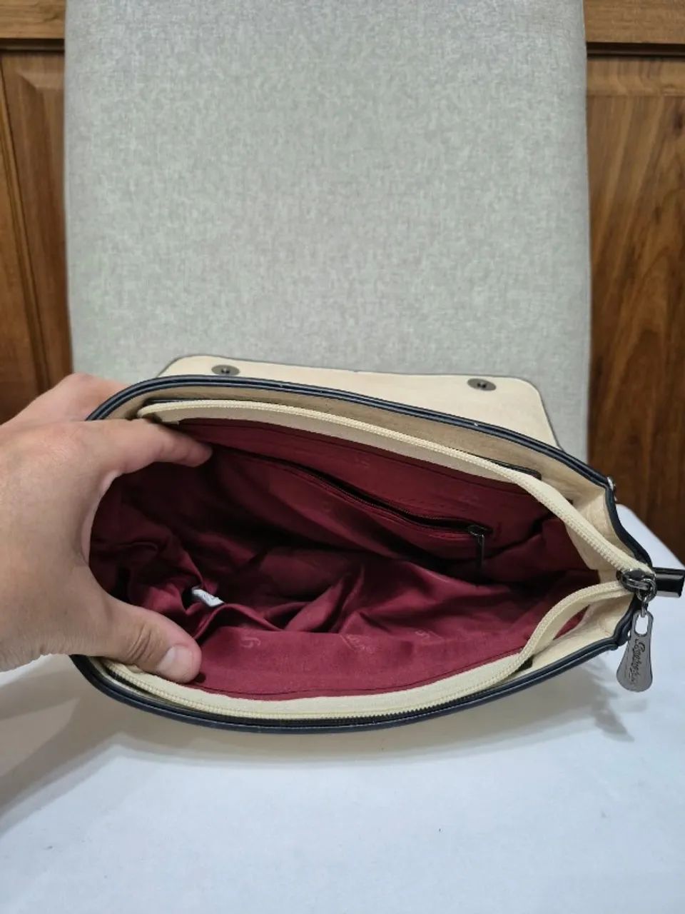Bolsa Baoluolan Off White com Alça de Mão e Tiracolo - Usada, Bom Estado - Foto 3