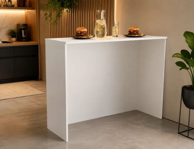 Mesa Bistrô Bancada Ilha de Alimentação 115 cm Branca - Foto 2