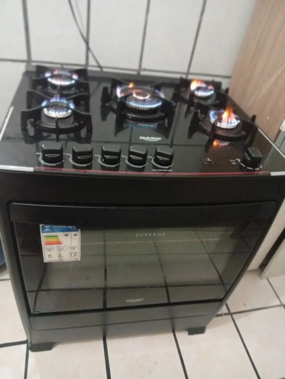 Fogão Dako de 5 bocas preto forno deslizante, - Foto 3