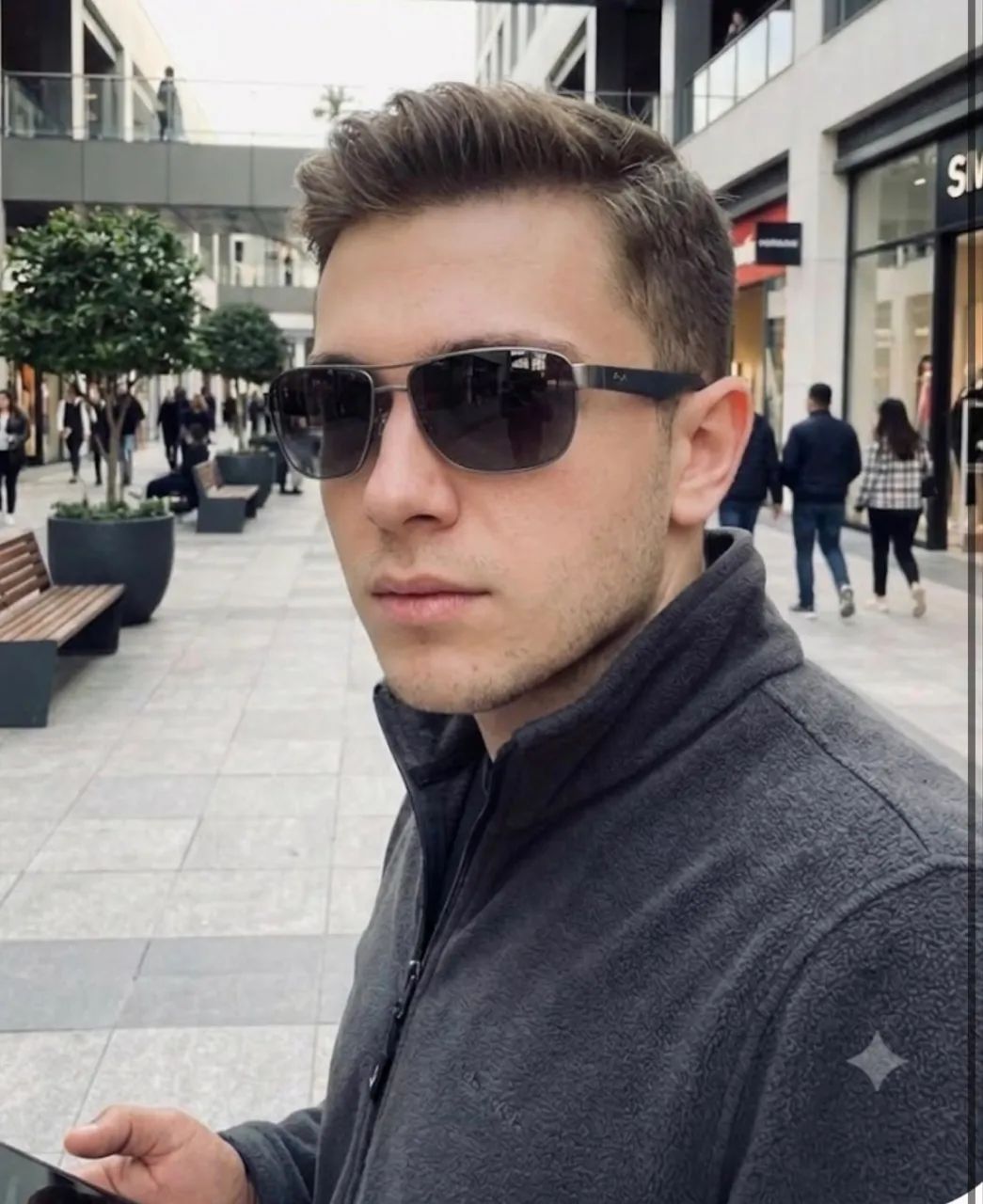 óculos de sol são o modelo Ray-Ban RB3745L,