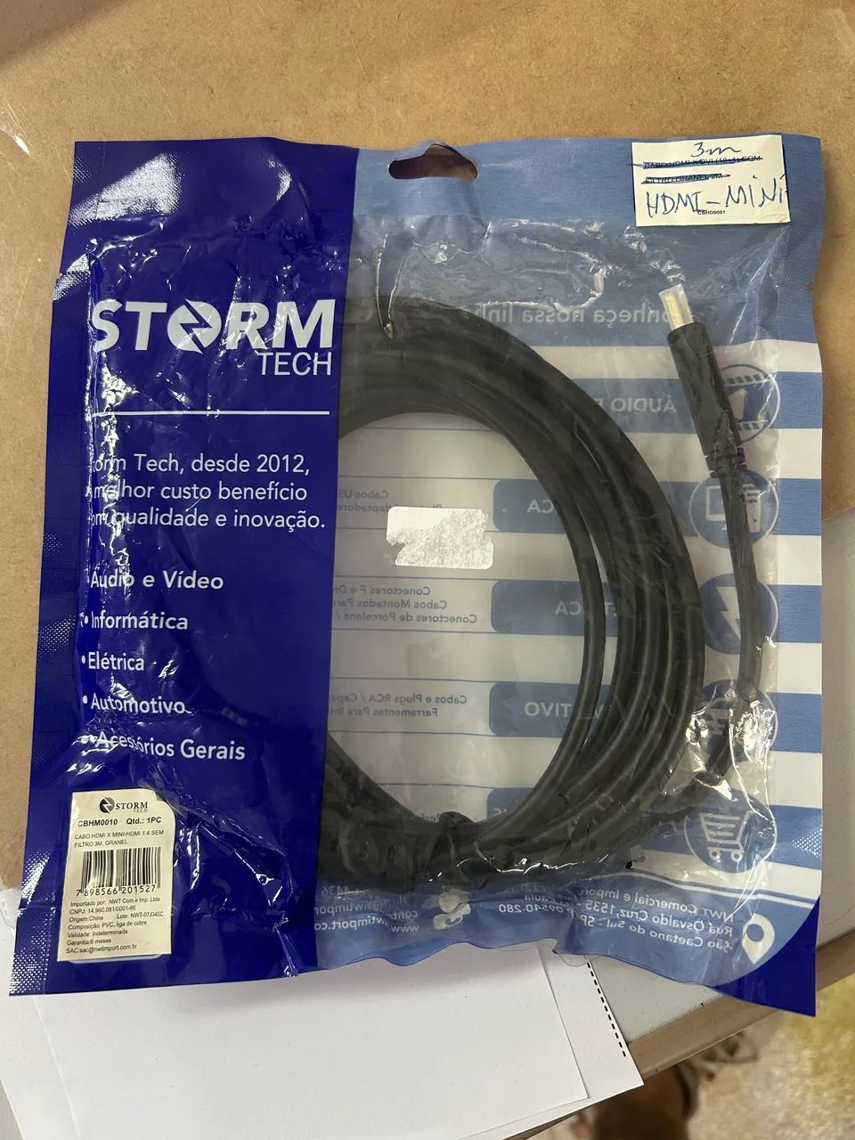 Cabo hdmi x mini-hdmi - 3 metros - lacrado