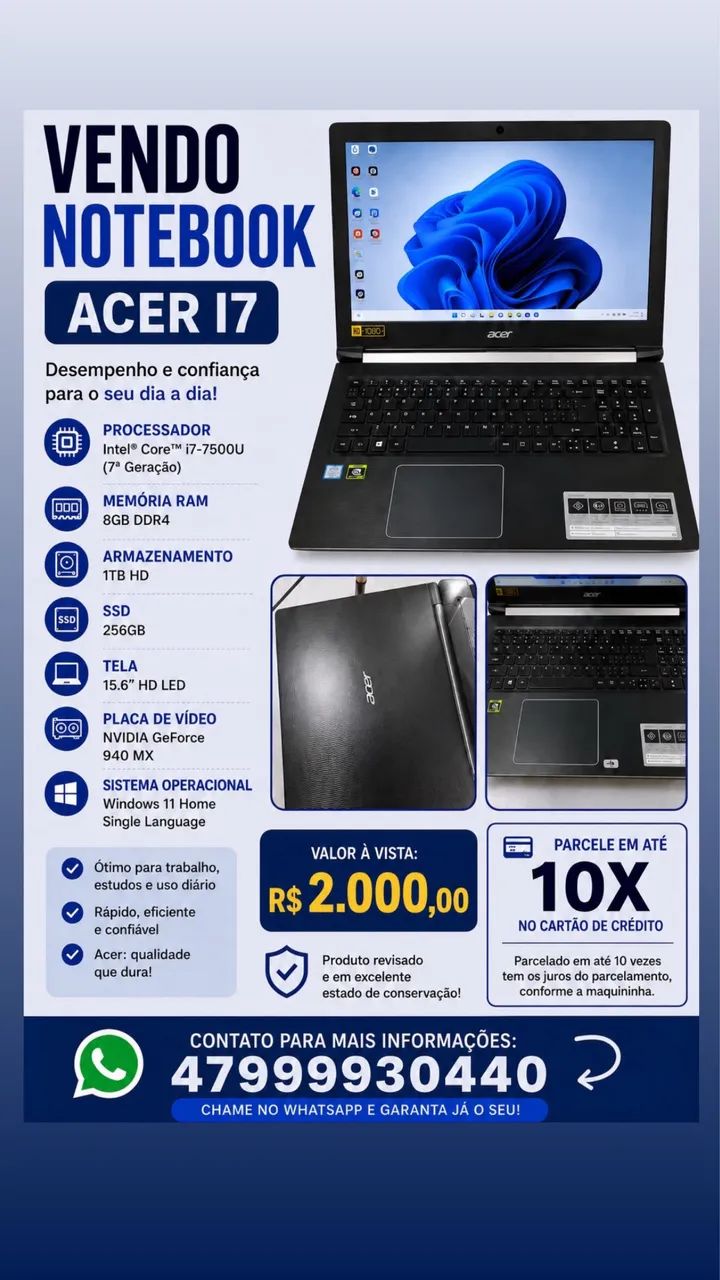 Vendo notebook ACER I7 - Foto 5