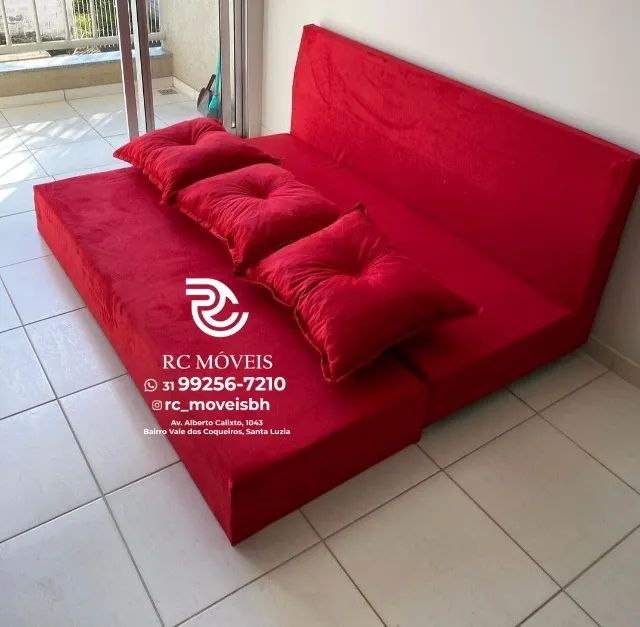 Sofá Cama estruturada Bicama 1,70m Material suede D33 Compacto e Funcional - Foto 2