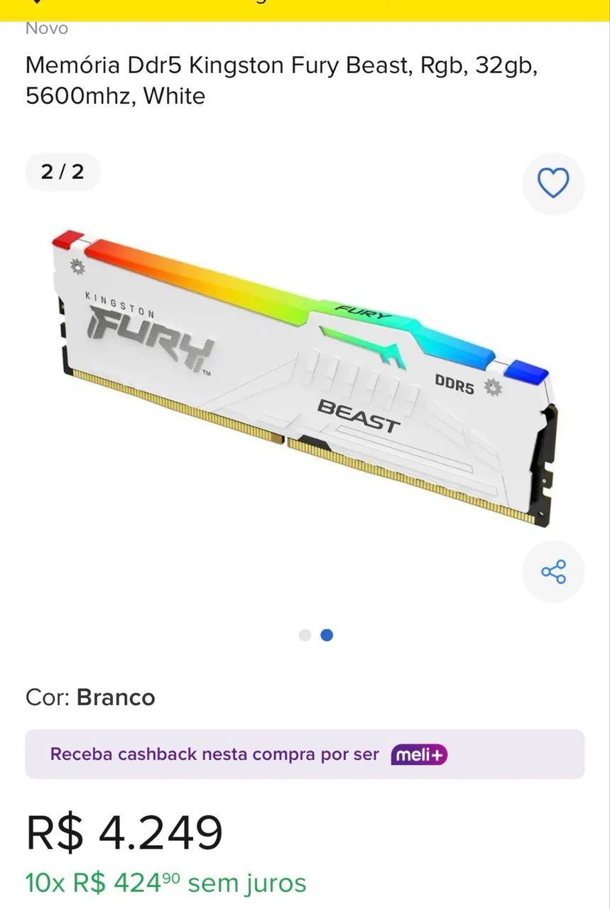 Memória RAM DDR5 32gb Furtado Beast Rgb - Foto 2
