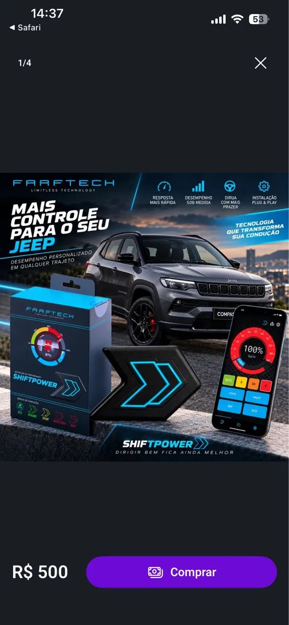 Vendo pedal shiftpower para Jeep compass ano 21,22 e 2023 - Foto 2