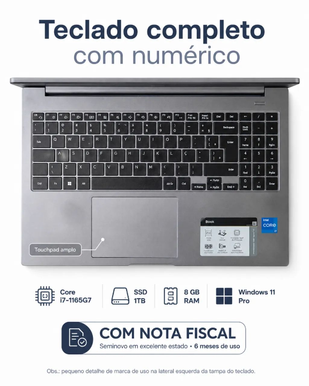 Notebook Samsung Book Core i7 11ª Geração, SSD 1TB, 8GB RAM, Nota Fiscal - Foto 5
