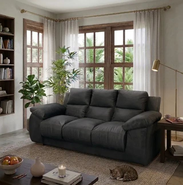 Sofa Luna 3 Lugares Tevido Veludo - Estofar - Foto 2