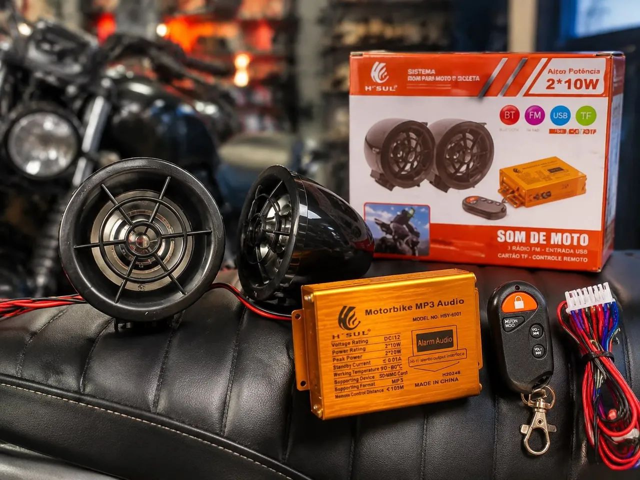 Kit Som para Moto Bluetooth MP3 com Controle Remoto - Foto 5