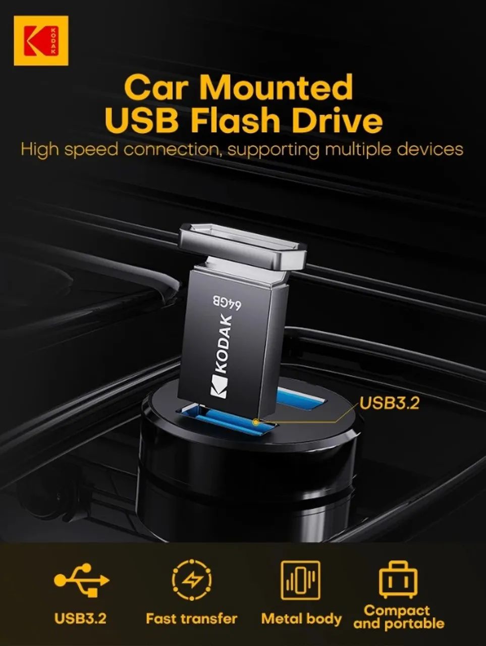 Pen Drive Original Kodak 64GB Usb 3.2 K113 Pc Notebook PenDrive