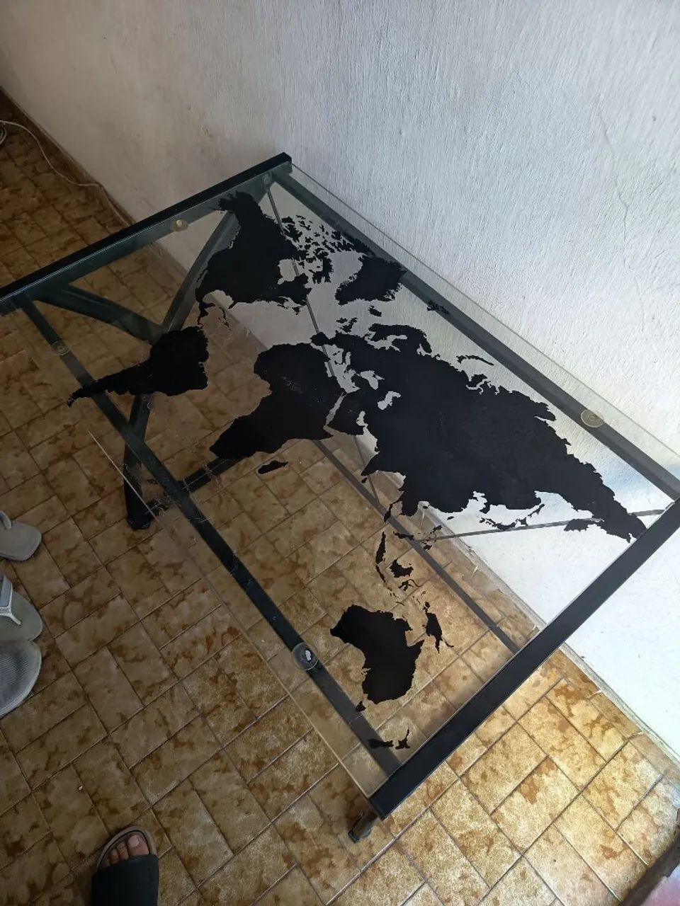 Escrivaninha Mapa Mundi Vidro - Foto 2