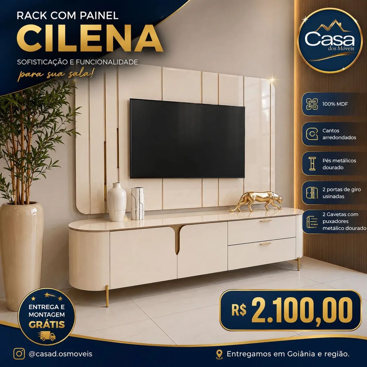 Rack com painel Cilena 