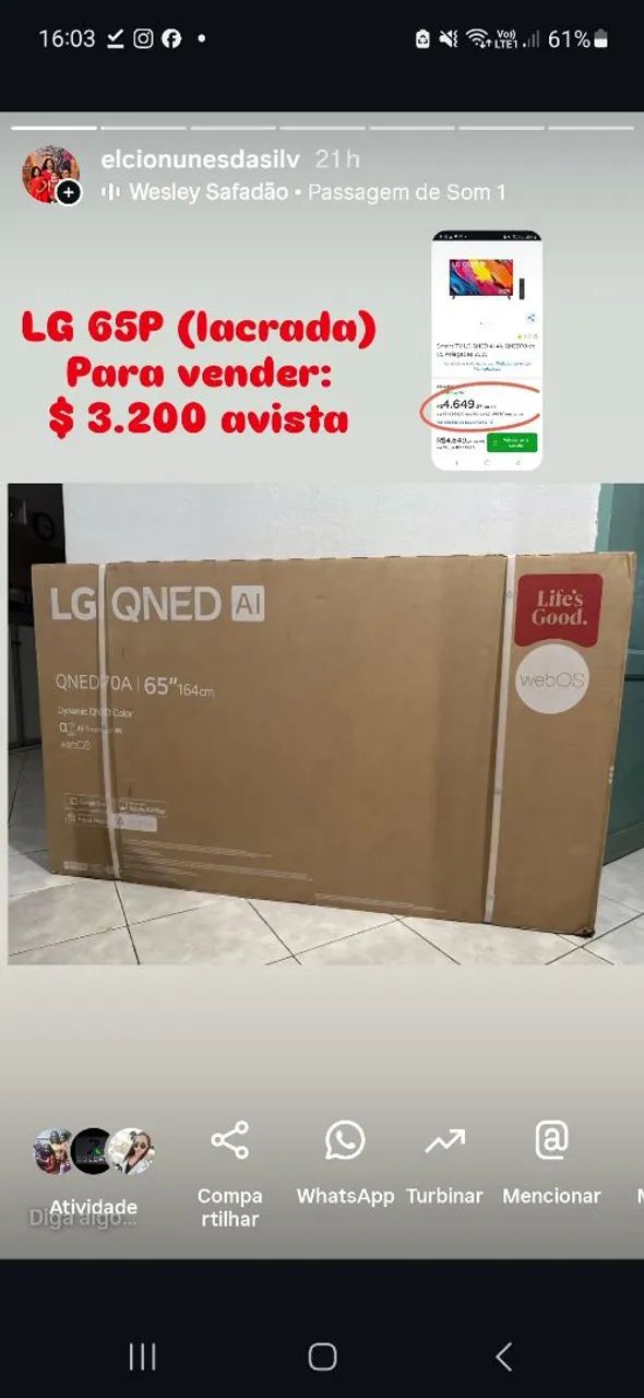 Smart Tv LG 65 Polegadas. LACRADA - Foto 2