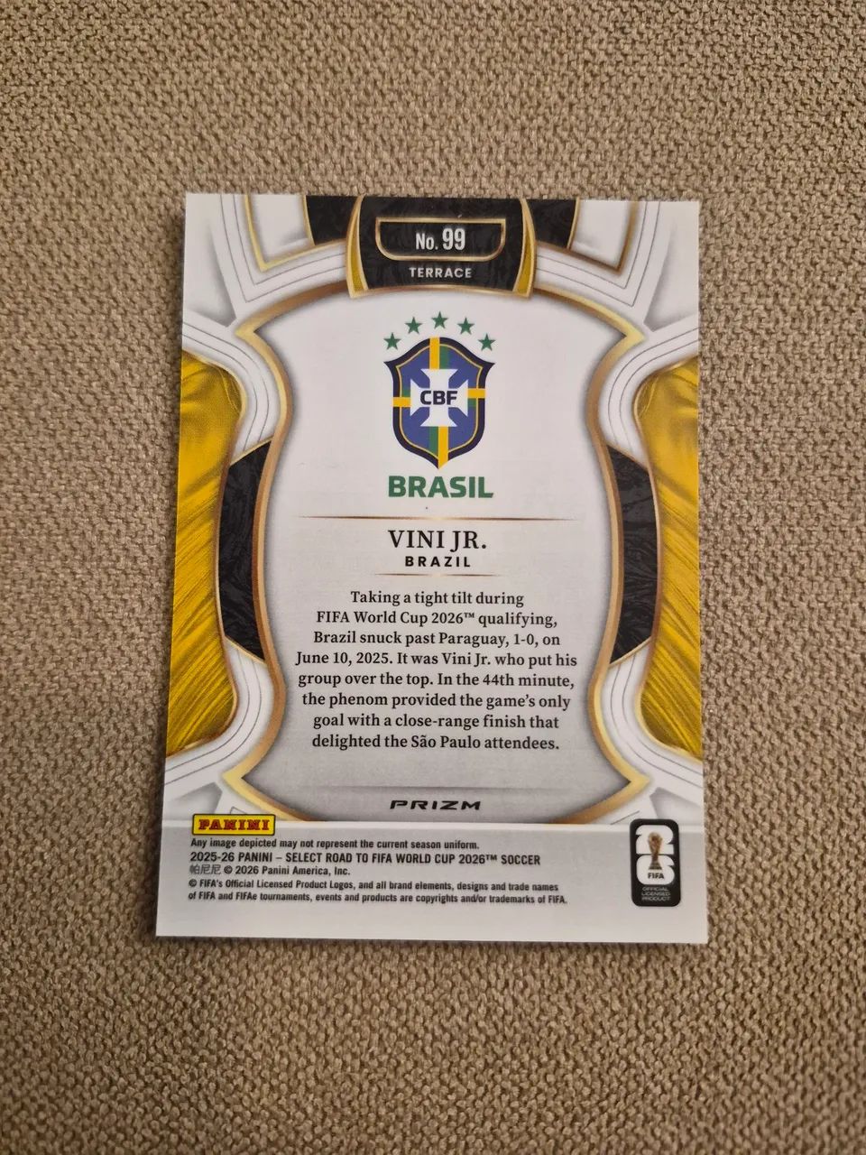 Card Vini Jr Panini Select World Cup 2026 - Orange Mojo Terrace #99 - Foto 2
