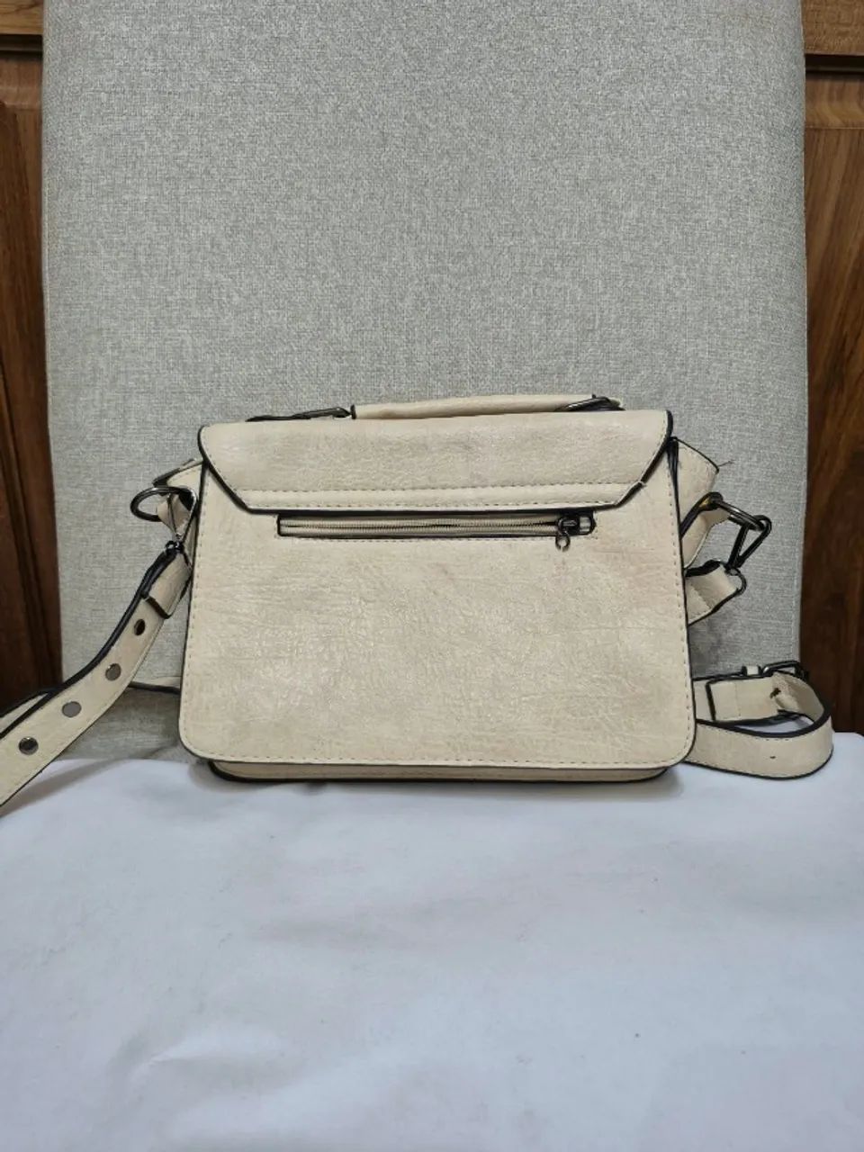 Bolsa Baoluolan Off White com Alça de Mão e Tiracolo - Usada, Bom Estado - Foto 2