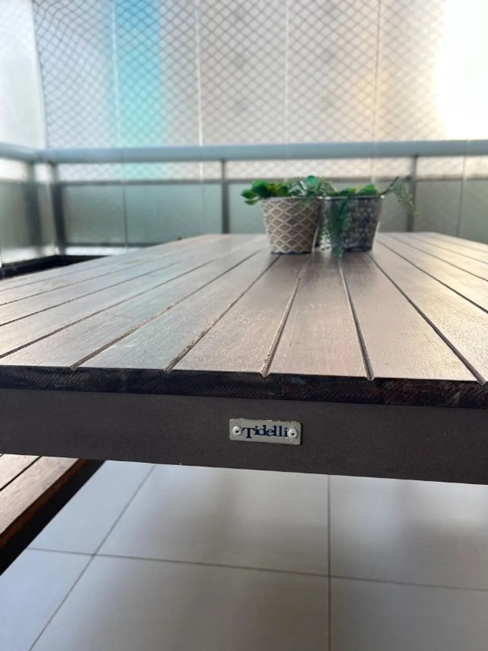 Mesa retangular com bancos em madeira - tidelli  - Foto 3