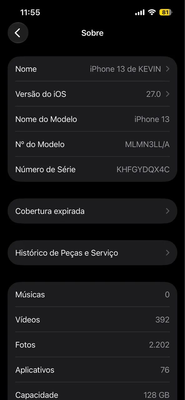 iPhone 13 128gb bateria 100%
