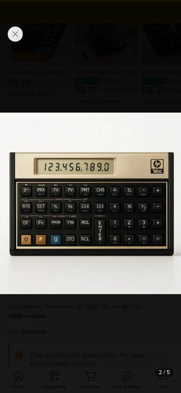 Calculadora hp12c gold