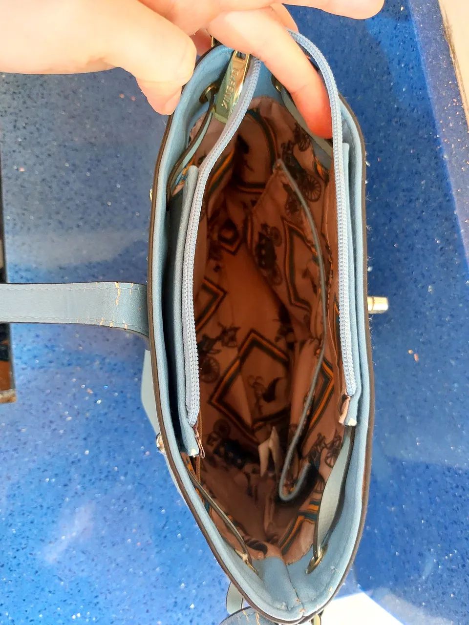 Bolsa feminina azul claro. - Foto 5