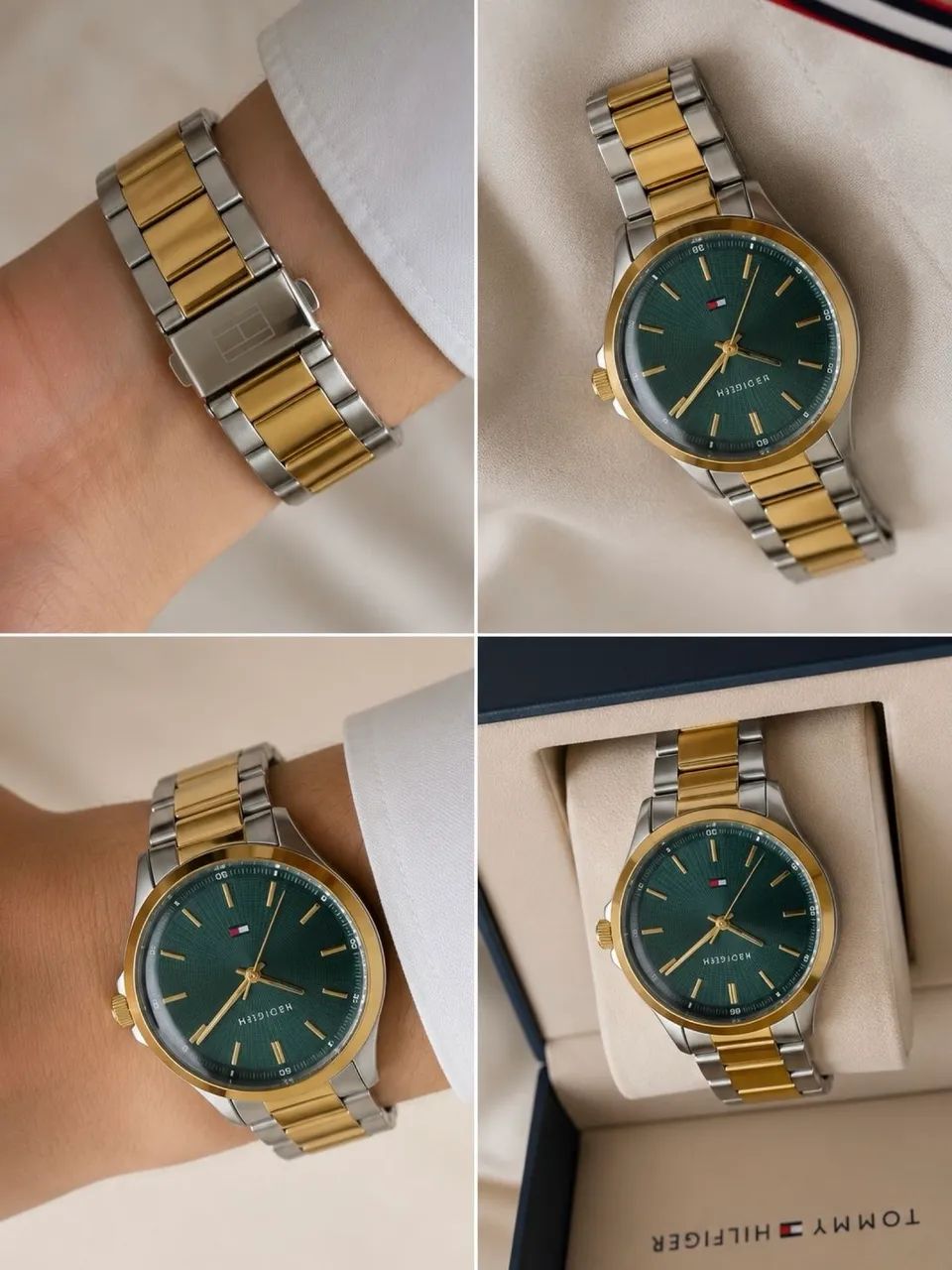 Relógio Tommy Hilfiger dourado e prata