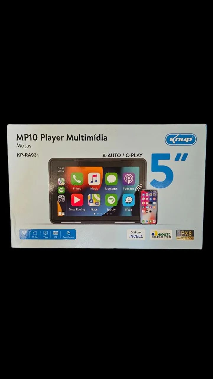 Central Multimídia para Moto 5" Knup KP-RA931 (CarPlay e Android Auto)