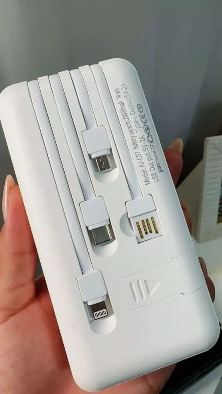 Power Bank 20.000mAh 3.1A com 4 Cabos e Display Digital - Foto 4