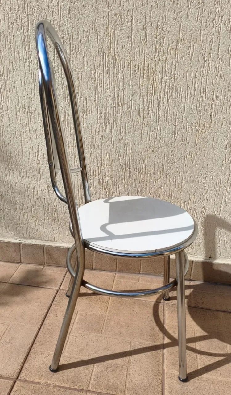 cadeira inox. assento e encosto em formica branca - Foto 3
