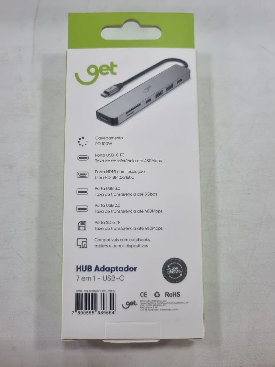 Hub Adaptador Get USB-C 7 em 1 com USB-C, PD, USB 3.0, USB 2. - Foto 2