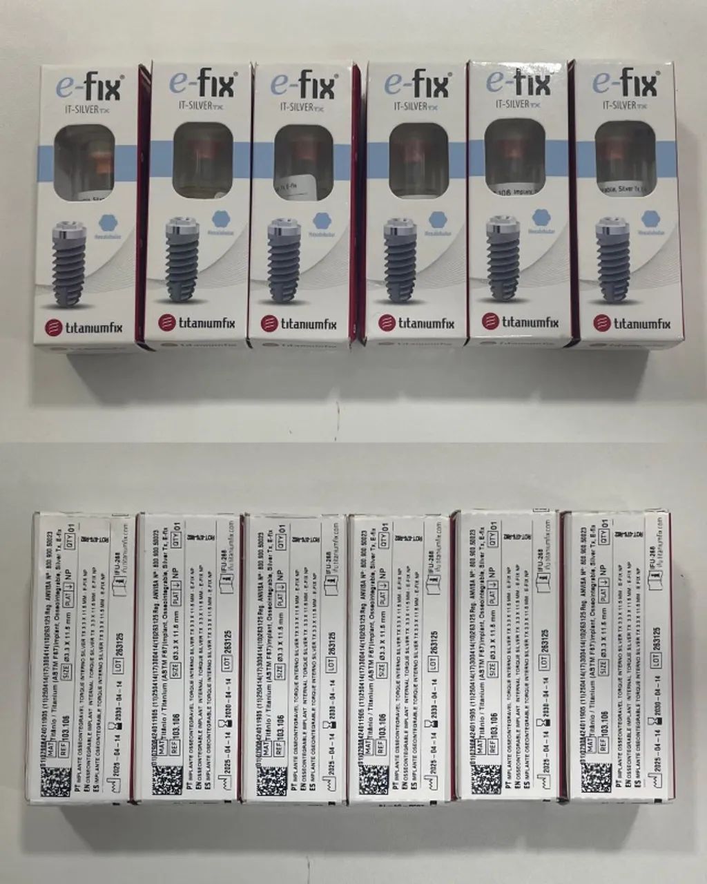 6 IMPLANTES TITANIUM FIX 03.3 X 11.5 MM