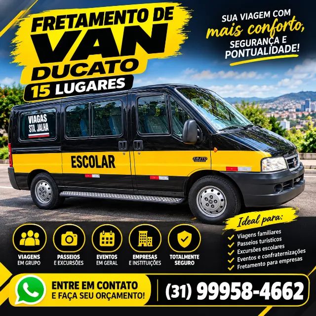 Fretamento de Van Ducato 15 lugares 