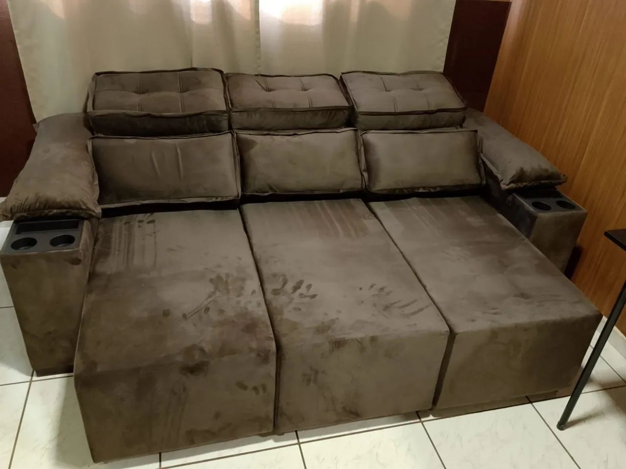 Sofá retrátil e reclinável 3 lugares novos  - Foto 3