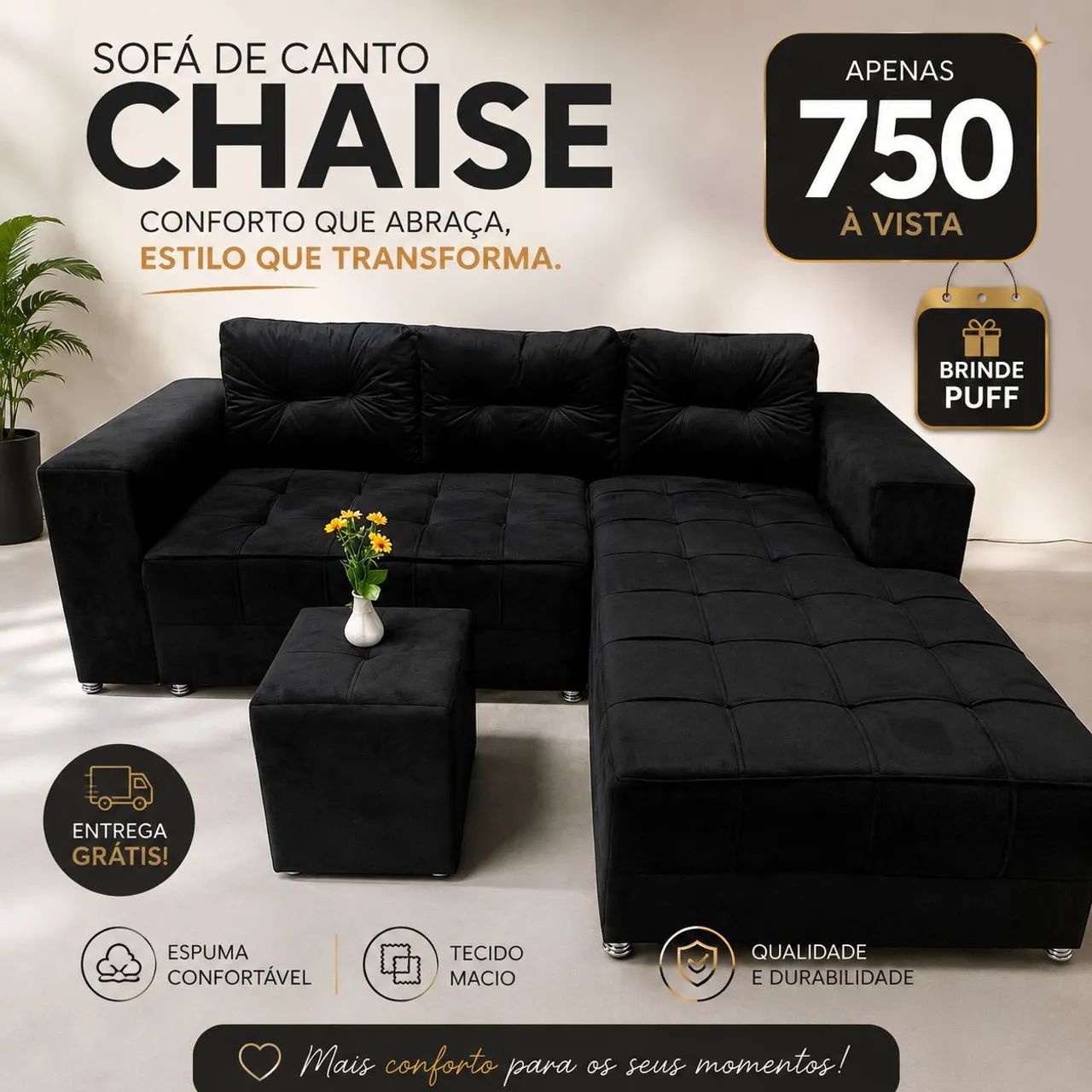 SOFÁ DE CANTO 3 LUGARES CHAISER ENTREGA HOJE?!! - Foto 4