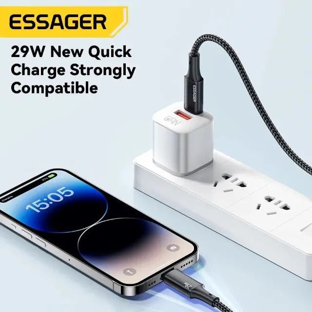 Cabo iPhone Turbo 29W PD Essager USB-C Lightning - Foto 4
