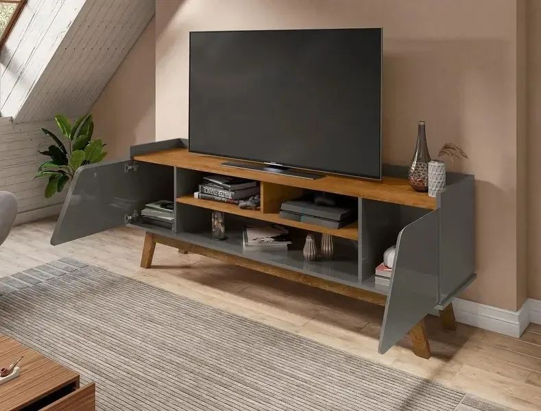 Rack Sala Turim para TV até 65 Polegadas com Pés Madeira - Foto 2