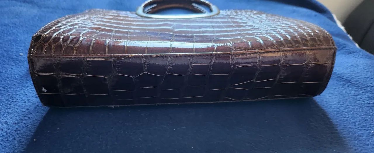 bolsa de mão couro de jacaré marrom - Foto 2