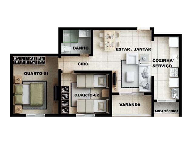 Apartamento 2/4 com suíte - Entrada Facilitada - 1 minuto da FTC - Bairro SIM - Foto 15