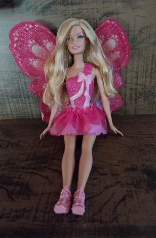 Boneca Barbie Fantasia Bailarina Infantil de Conto de Fadas Rosa