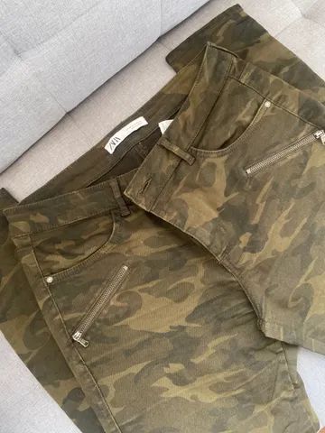 Calça jeans camuflada exército zara 