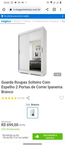 Guarda Roupas Solteiro com espelho 