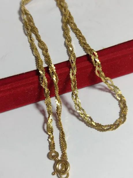 Gargantilha 3 fios Torcidinha em Ouro 18 Kilaltes 5.80 Gramas 40 Cm 3 mm  - Foto 5