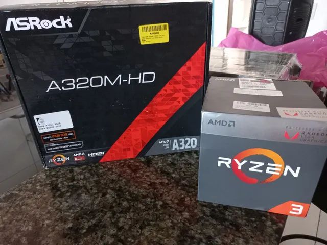 Kit Placa Mãe A320M-HD + Ryzen 3 2200g Vega 8