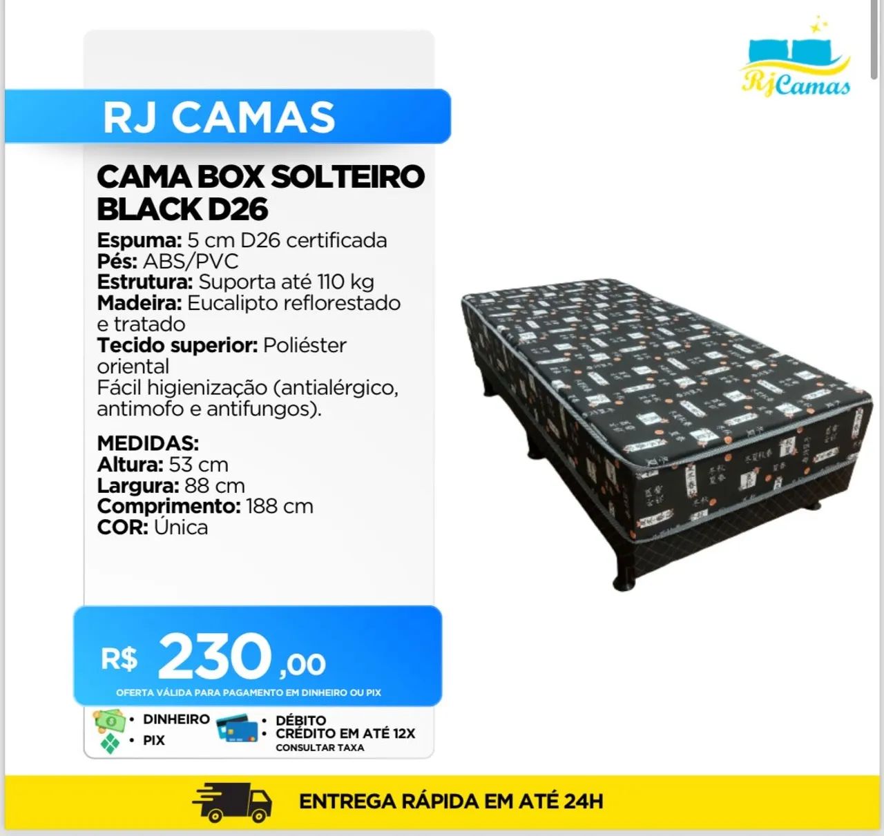 Cama box solteiro black confortável  - Foto 5