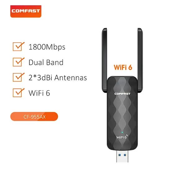 Adaptador USB para Windows 10 e 11, Wi-Fi 6, AX1800, 2.4G, 5GHz  - Foto 2
