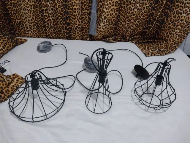Trio De Pendentes Lustres Aramado Estilo American Médio - Foto 3