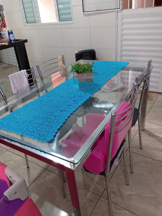 Jogo de Mesa de Jantar em Vidro com 4 Cadeiras