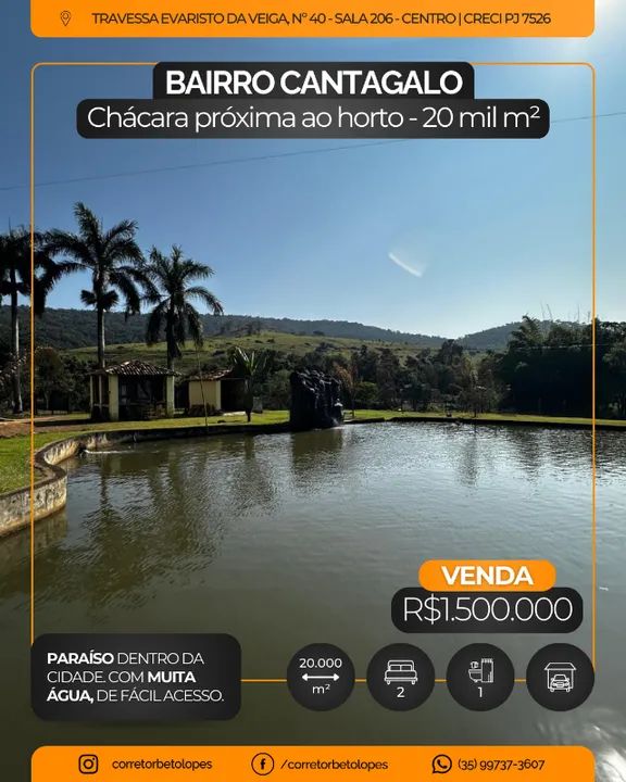 Chácara maravilhosa no Cantagalo, próx. ao horto - 20.000 m²