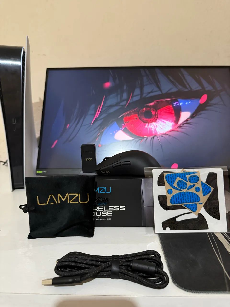 マウス・トラックボール Lamzu Inca Black 8k LAMZU INCA 8Kレシーバー付属 ワイヤレスゲーミングマウス Black