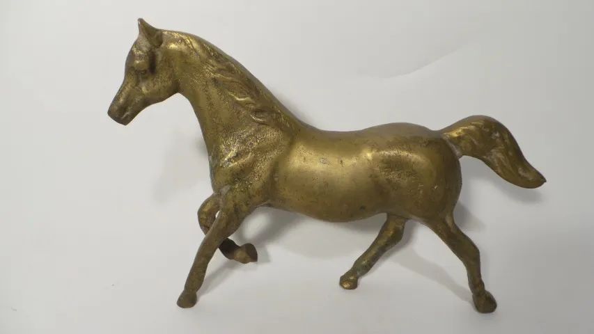 ESTÁTUA DE BRONZE ANTIGA DE FORMATO DE CAVALO LINDA PEÇA!!