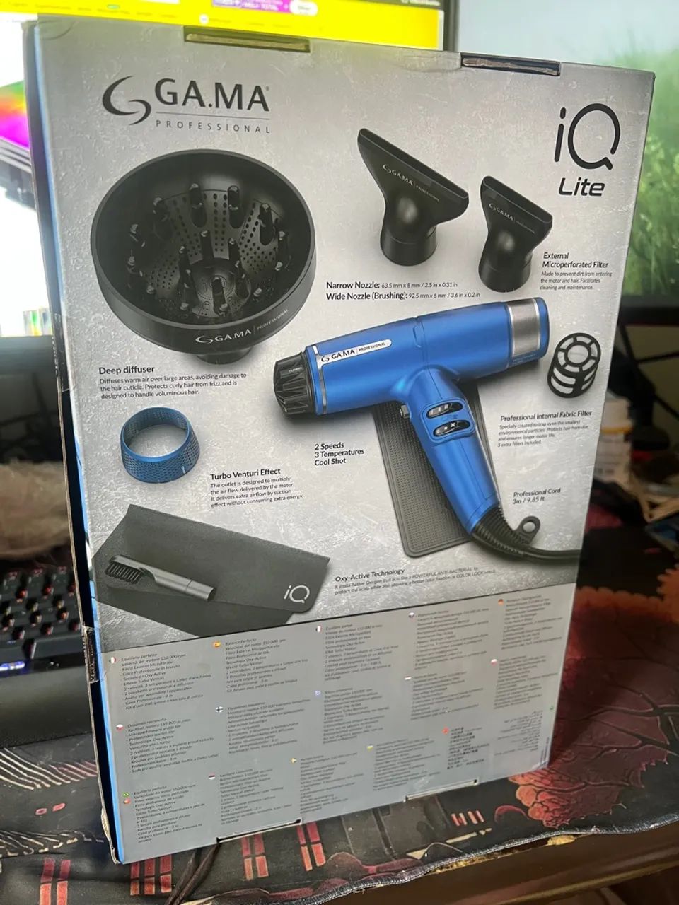 Secador Profissional Gama IQ Lite Blue Lacrado - Foto 2